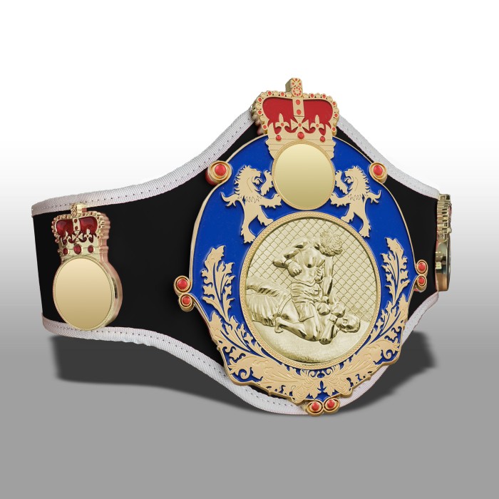 QUEENSBURY PRO LEATHER MMA CHAMPIONSHIP BELT - QUEEN/BLUE/S/MMAG  -10+ COLOURS